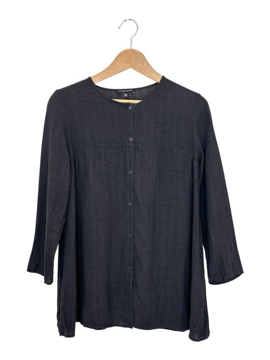 Eileen Fisher Tops - Eileen Fisher Textured Linen Blend Button Front Tunic Top Petite Small